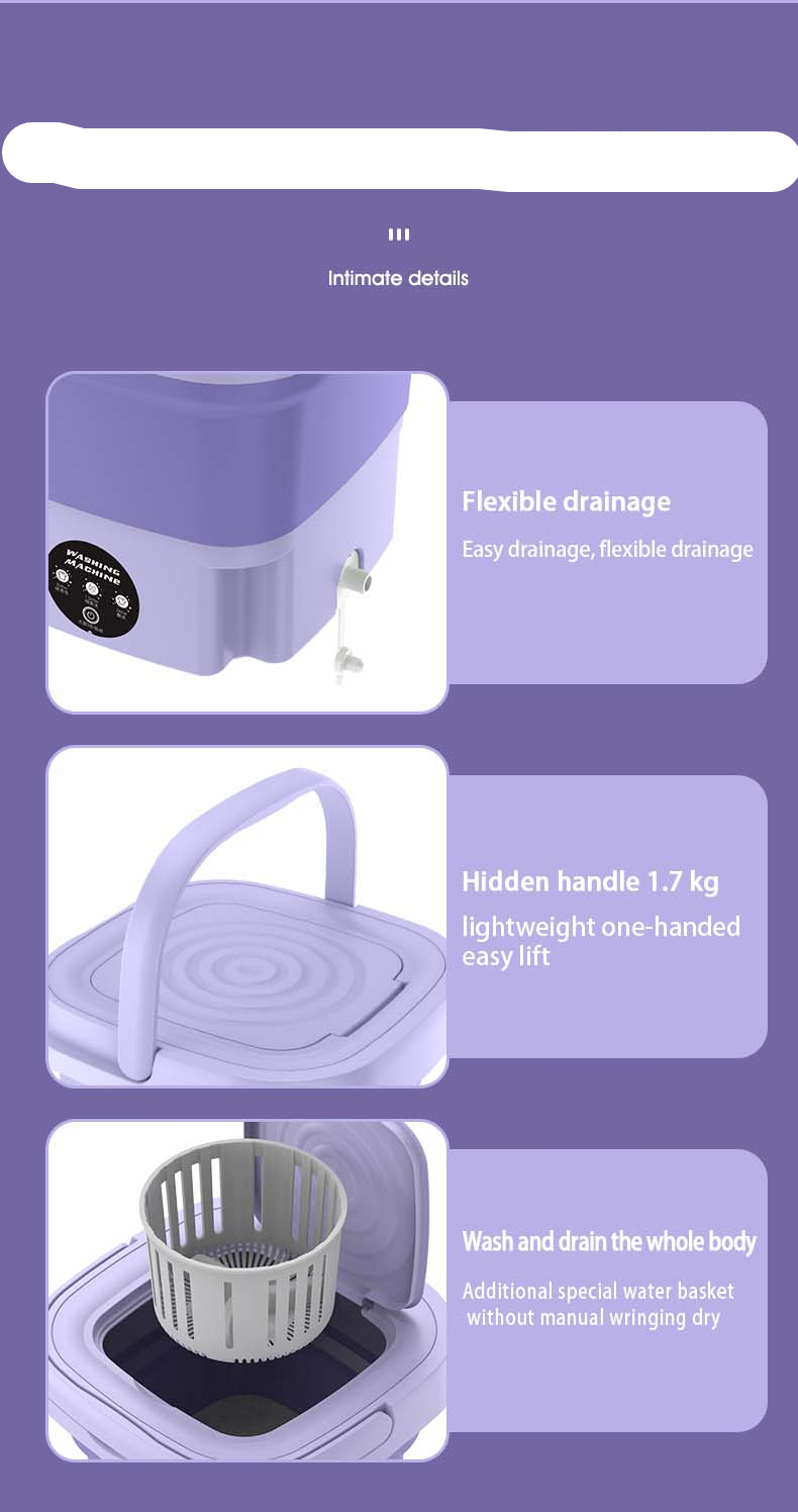 8L Foldable Washing Machine Portable With Spinning Dry