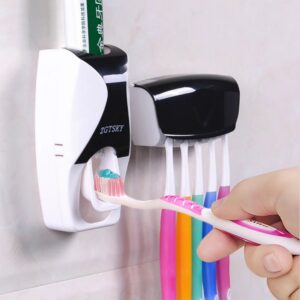 Wall Mounted Automatic Toothpaste Dispenser Toothbrush Holder