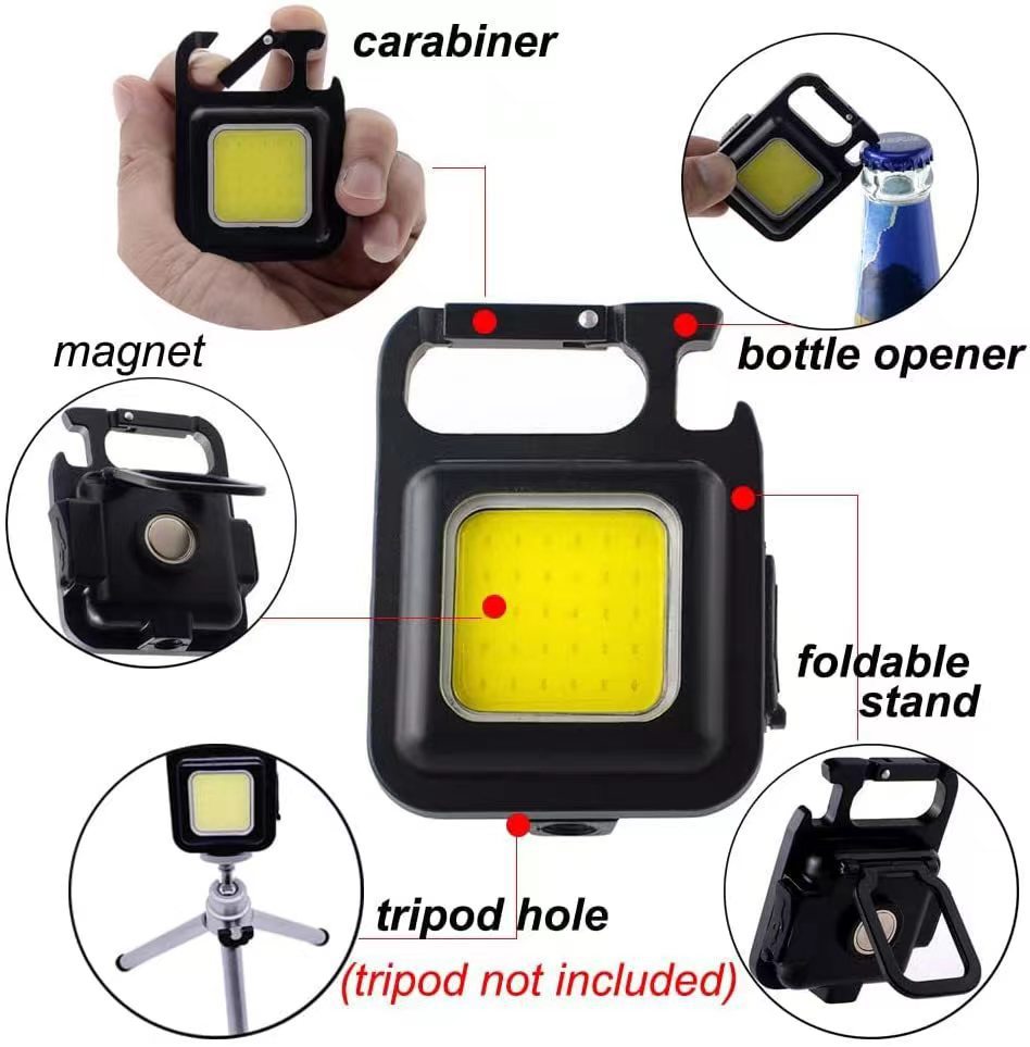 Multifunctional Mini Glare COB Keychain Light USB Charging Emergency Lamps Strong Magnetic Repair Work Outdoor Camping Light