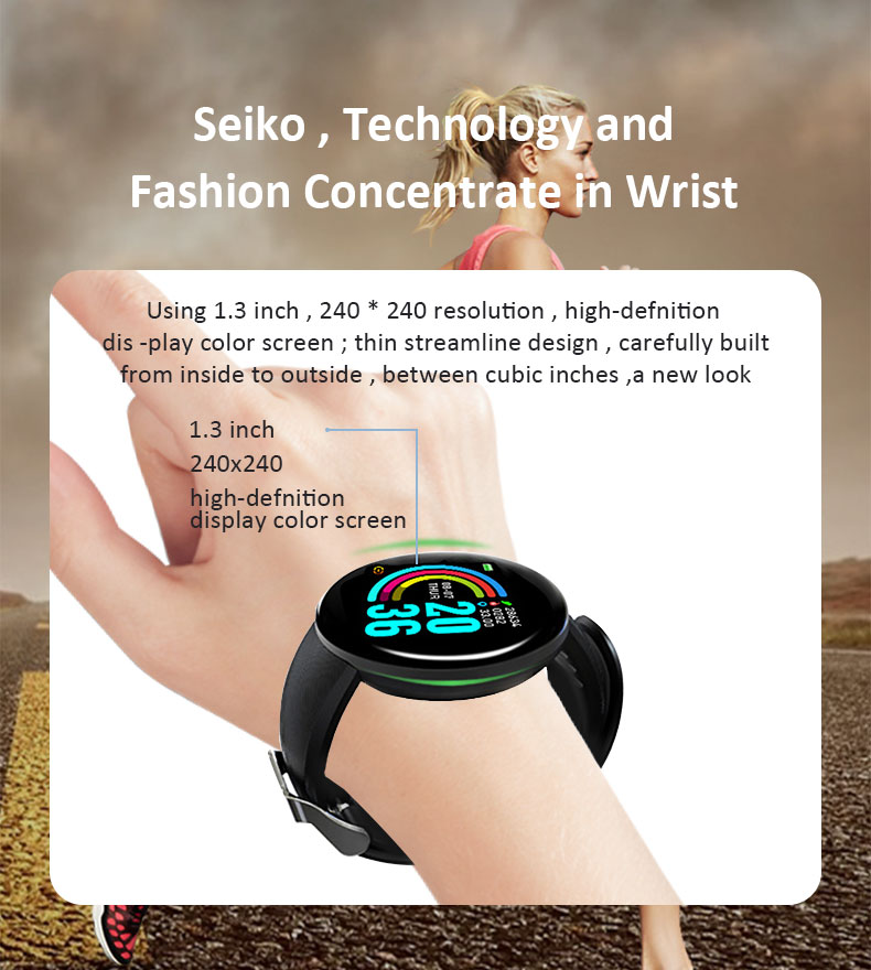 D18 smart Bracelet color round screen heart rate blood pressure sleep monitor walking exercise fitness smart Watch