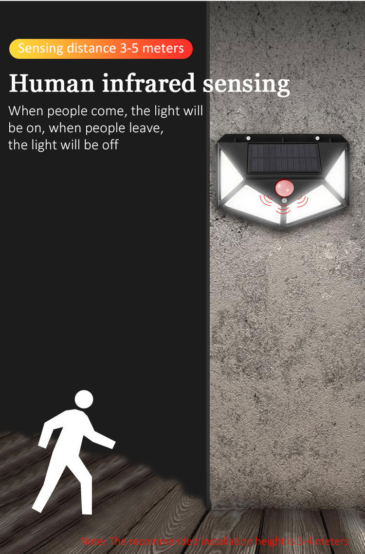 LED Solar Wall Lamp All Sides Luminous Solar Induction Lamp Human Courtyard Wall Lamp Waterproof Stairs Outdoor Light