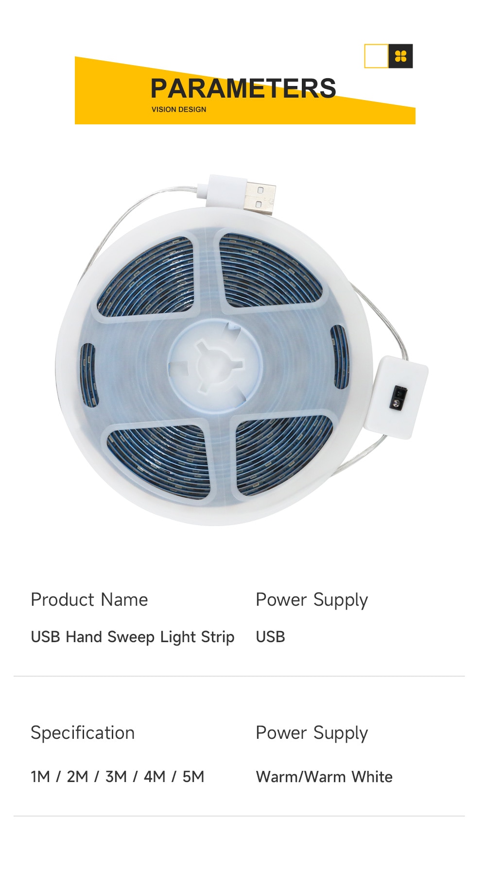 Smart Lamp PIR Motion Sensor Hand Scan LED Night light USB LED Strip Waterproof Tape Bedroom Home Kitchen Wardrobe Decor