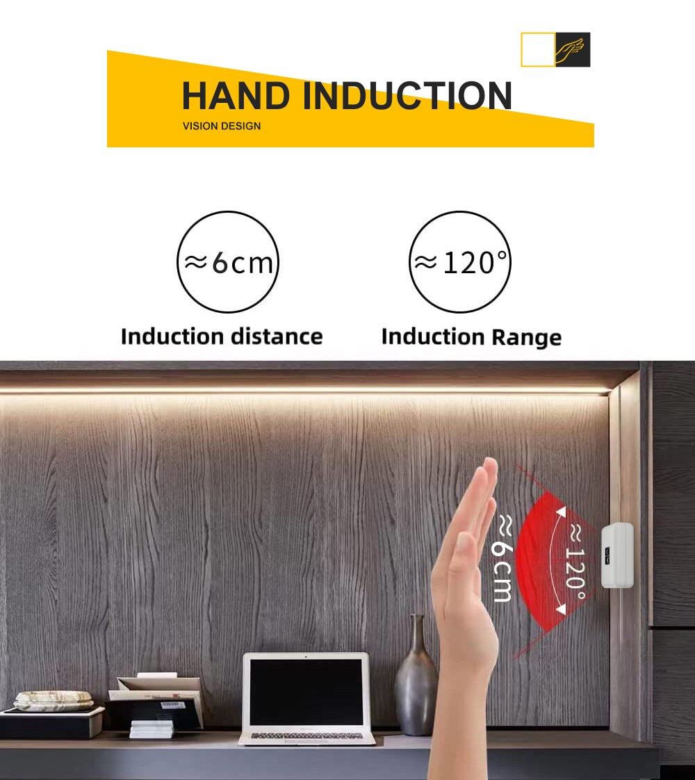 Smart Lamp PIR Motion Sensor Hand Scan LED Night light USB LED Strip Waterproof Tape Bedroom Home Kitchen Wardrobe Decor