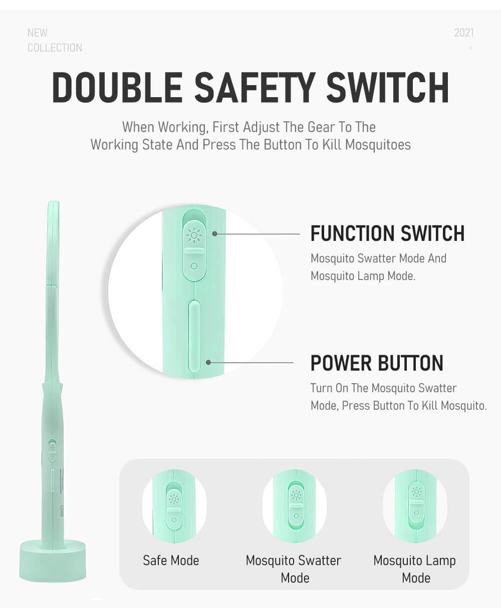 90 Degree Rotatable Mosquito Killer Lamp Electric shocker 365nm UV Light USB Charging Bug Zapper Trap Flies Summer Fly Swatter