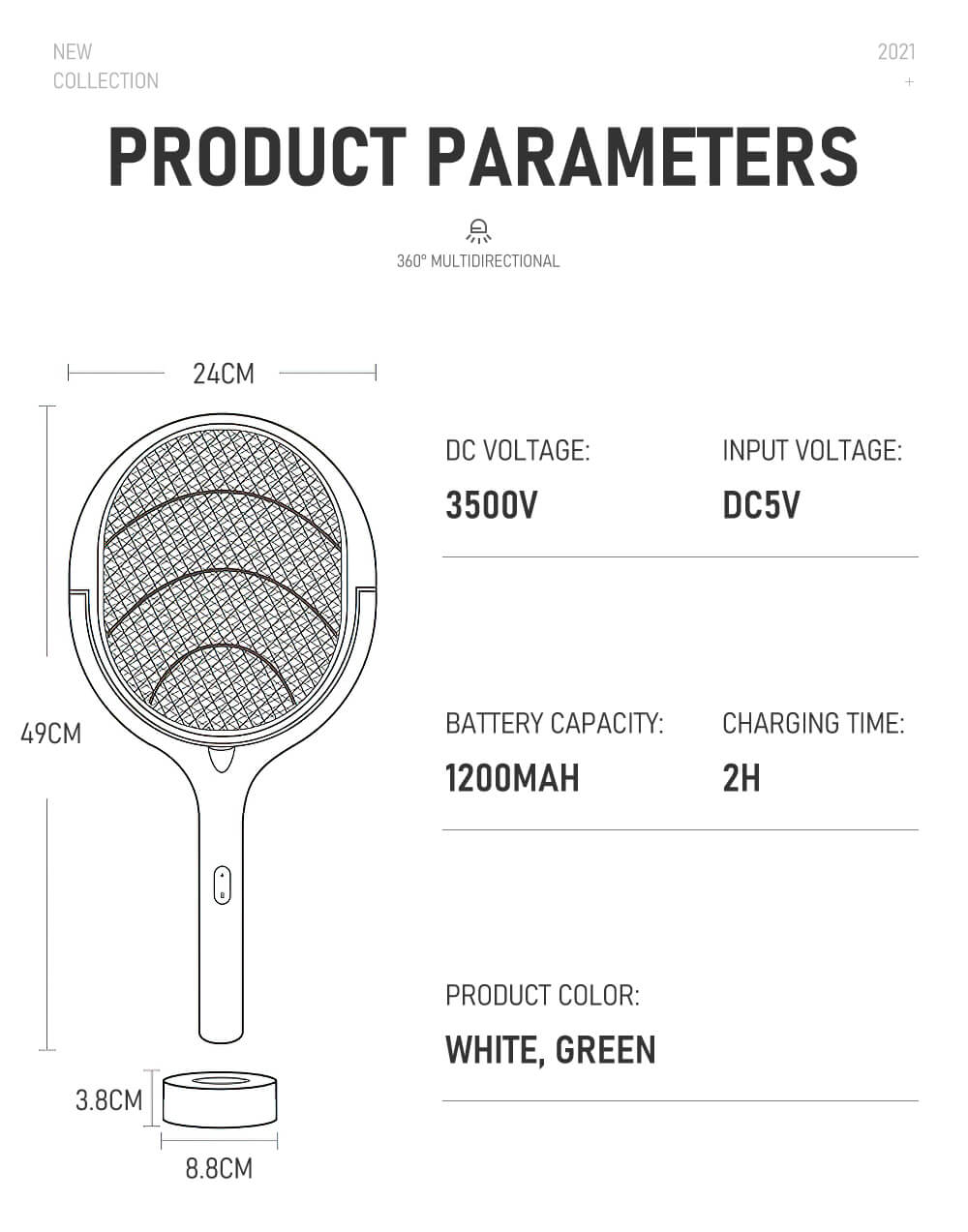 90 Degree Rotatable Mosquito Killer Lamp Electric shocker 365nm UV Light USB Charging Bug Zapper Trap Flies Summer Fly Swatter