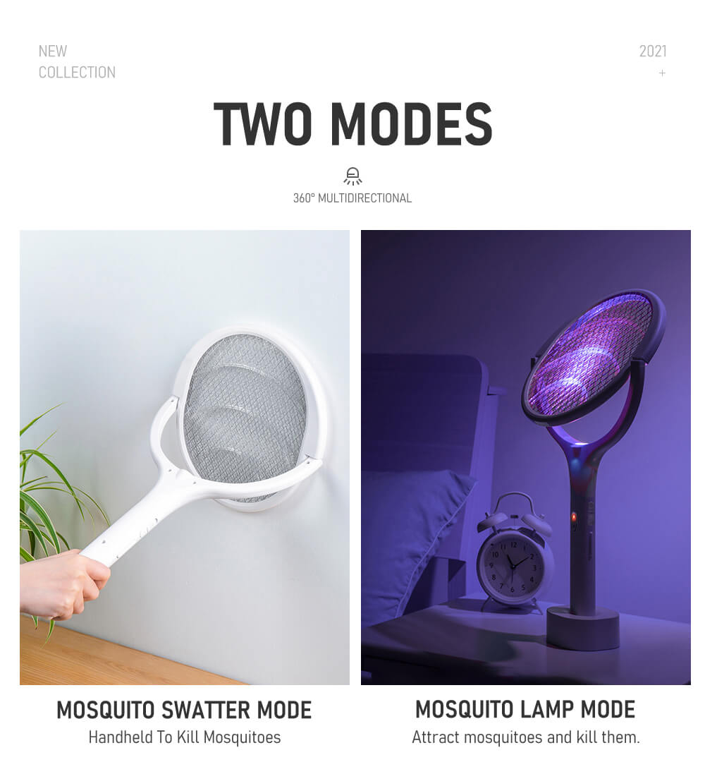 90 Degree Rotatable Mosquito Killer Lamp Electric shocker 365nm UV Light USB Charging Bug Zapper Trap Flies Summer Fly Swatter