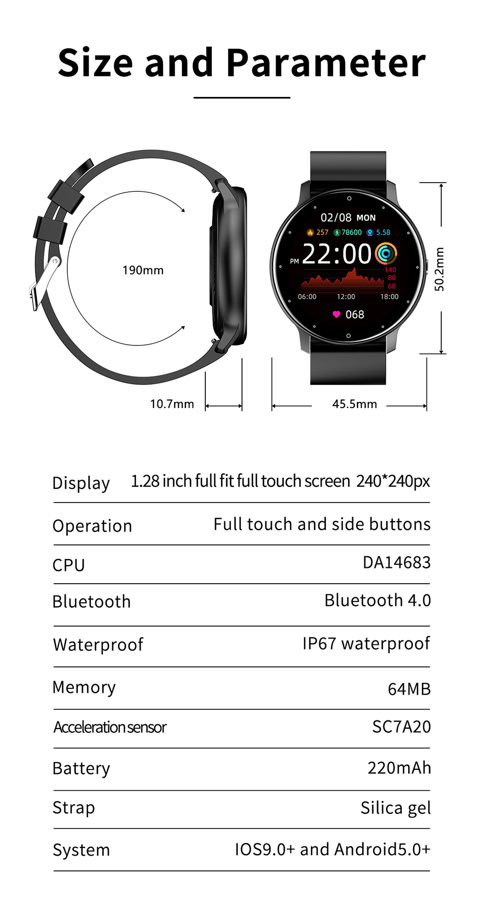 2022 Smart Watch Men Women Full Touch Screen Sport Fitness Watch Man IP67 Waterproof Bluetooth For Android IOS Smartwatch Men