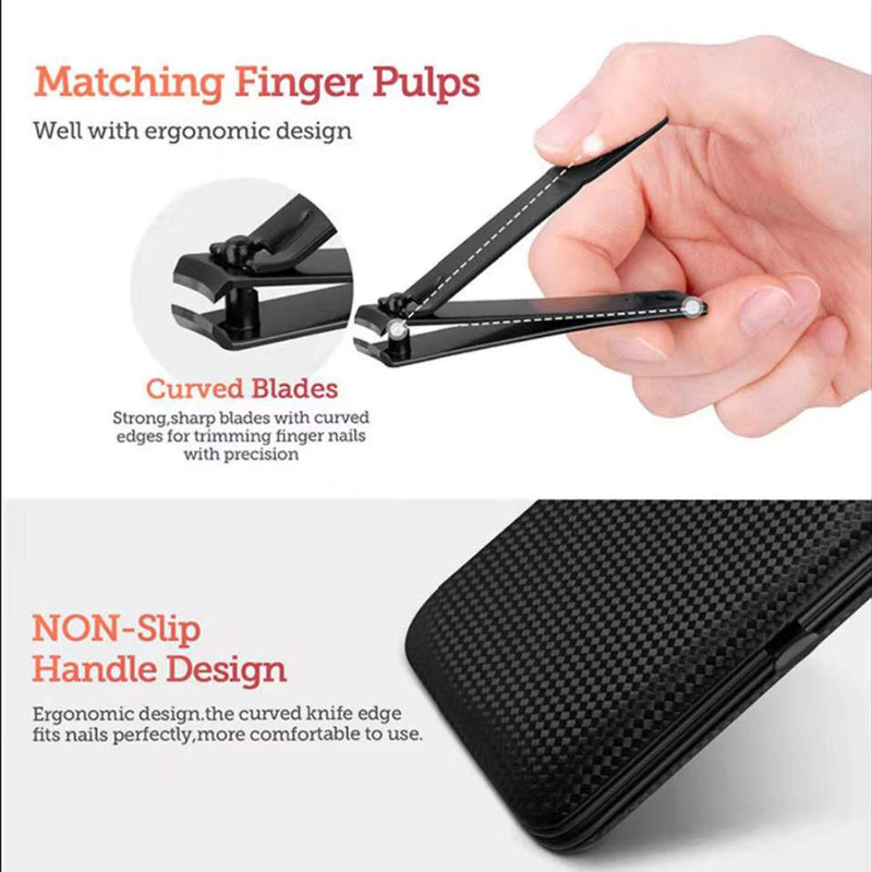 7pcs Black Nail Clippers Stainless Steel Nail Clippers Set Pedicure Manicure Tool