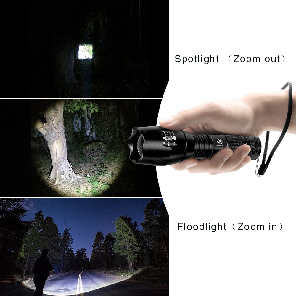 Super bright LED Flashlight Zoomable Torch 5 lighting modes Aluminum Alloy Camping Light Waterproof material