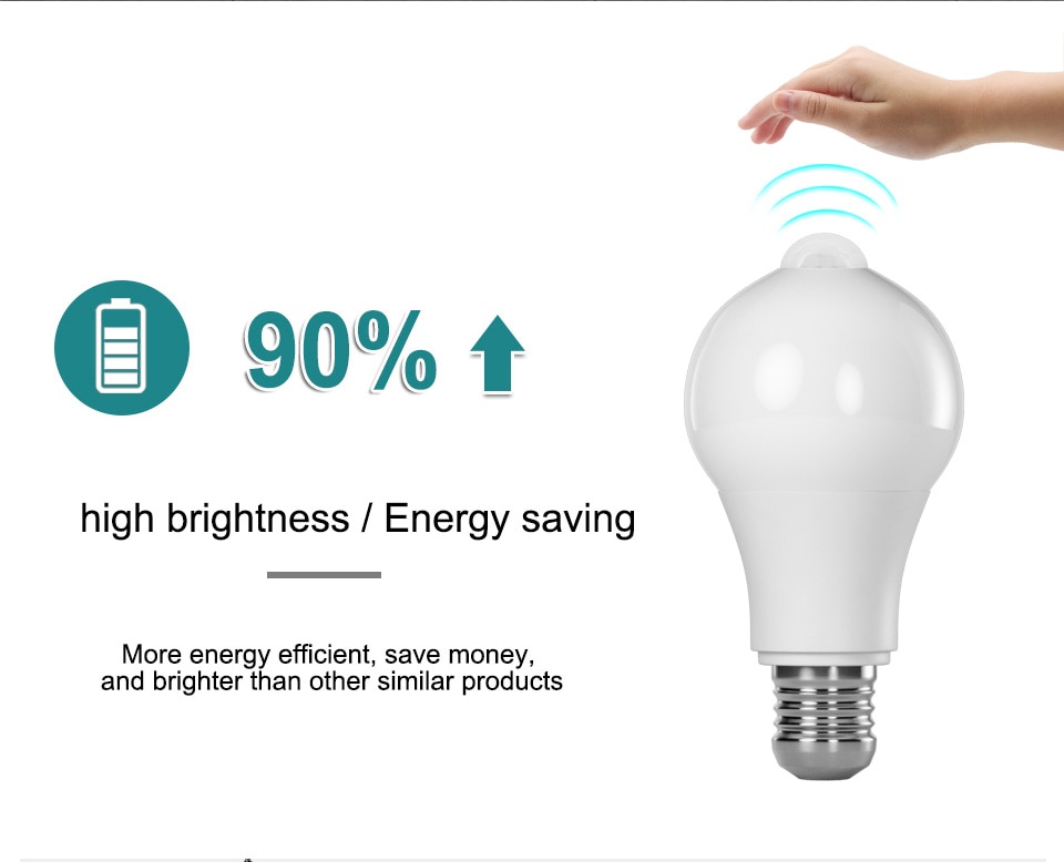 12W PIR Motion Sensor Light Bulb Ampoule LED E27 IP42 Outdoor Lighting Wall Lamp Dusk to Dawn Day Night Porch Light