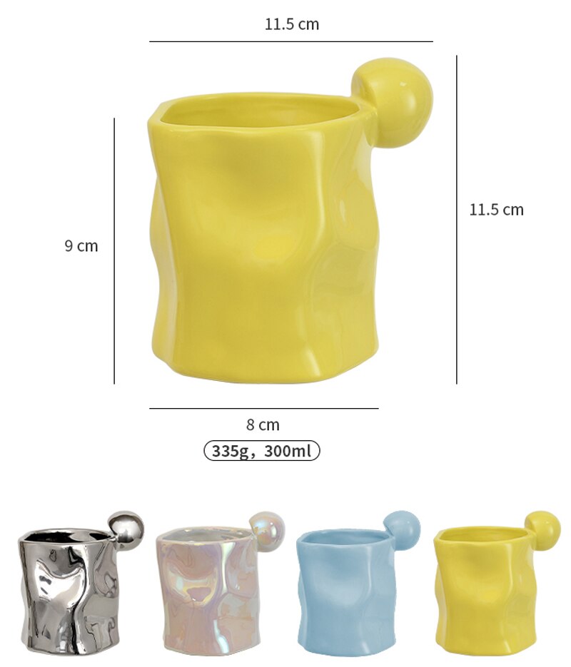 Irregular Mug Ceramic Coffee Cup Silver Pearl Macron Breakfast Cup Coffee Tazas Handmade Creative Water Cup Drinkware