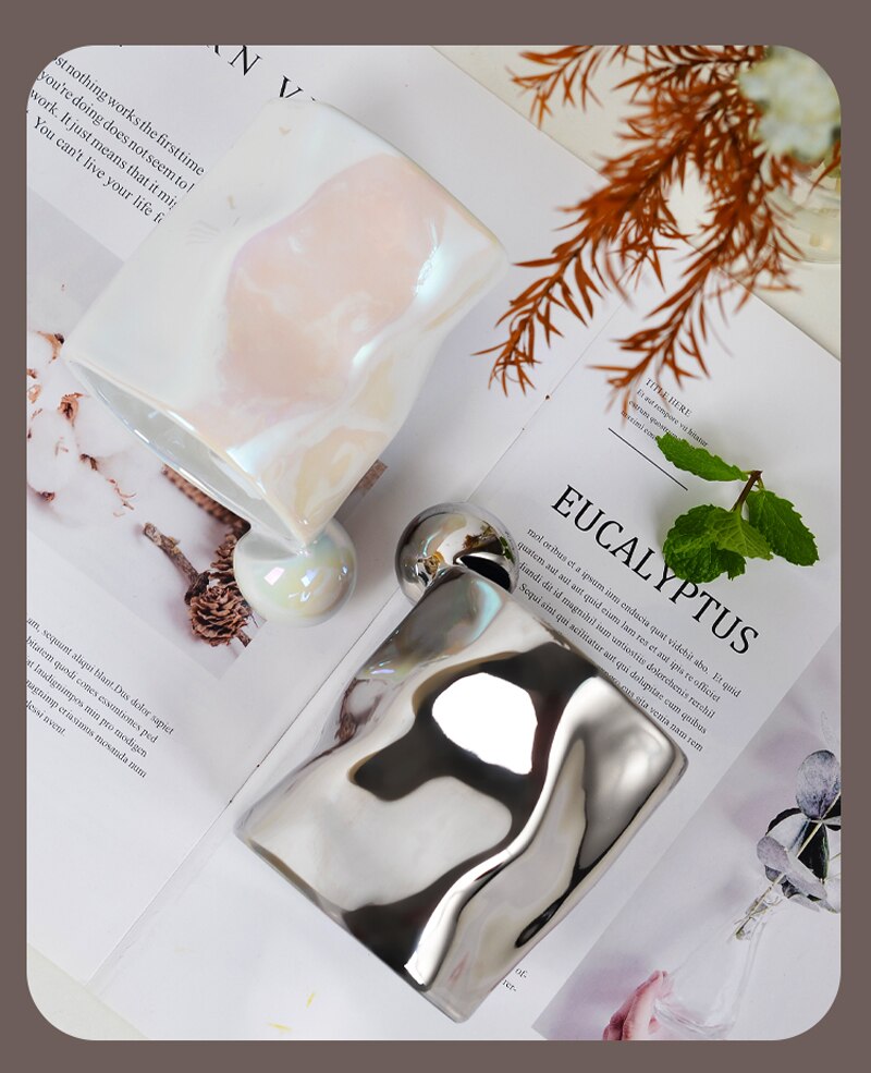 Irregular Mug Ceramic Coffee Cup Silver Pearl Macron Breakfast Cup Coffee Tazas Handmade Creative Water Cup Drinkware