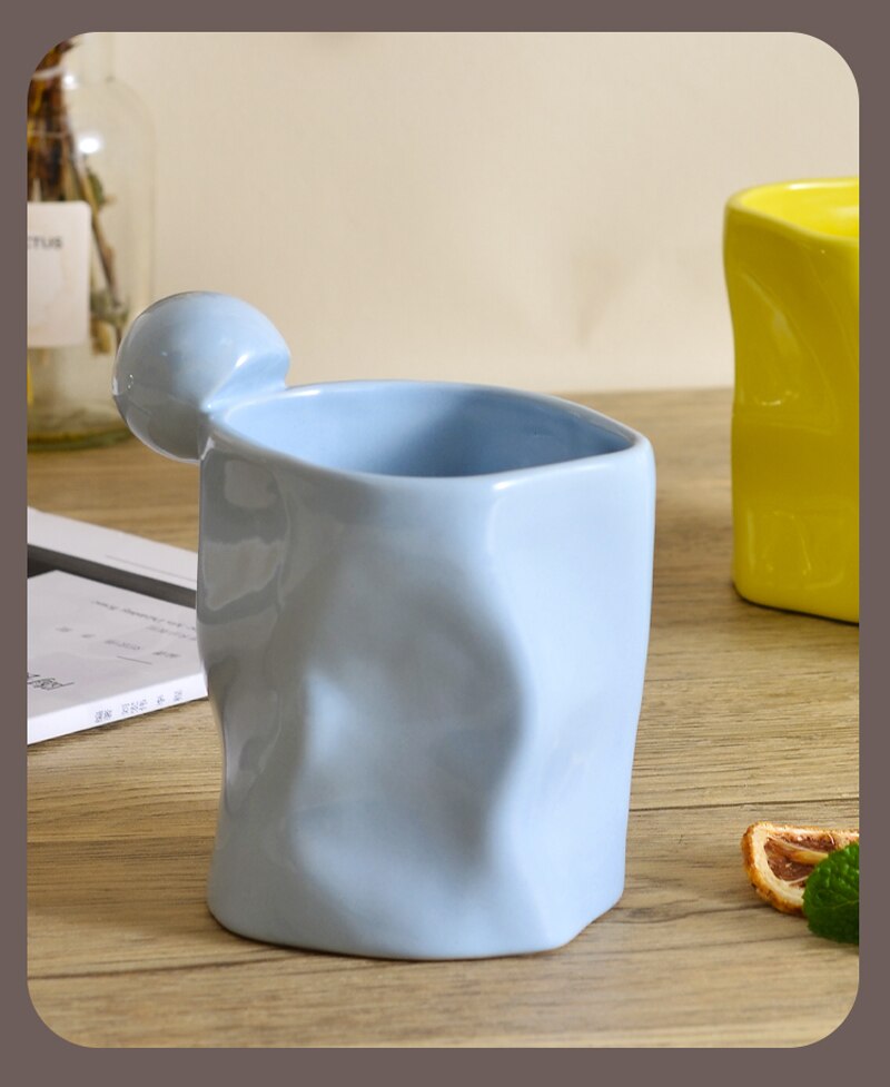 Irregular Mug Ceramic Coffee Cup Silver Pearl Macron Breakfast Cup Coffee Tazas Handmade Creative Water Cup Drinkware