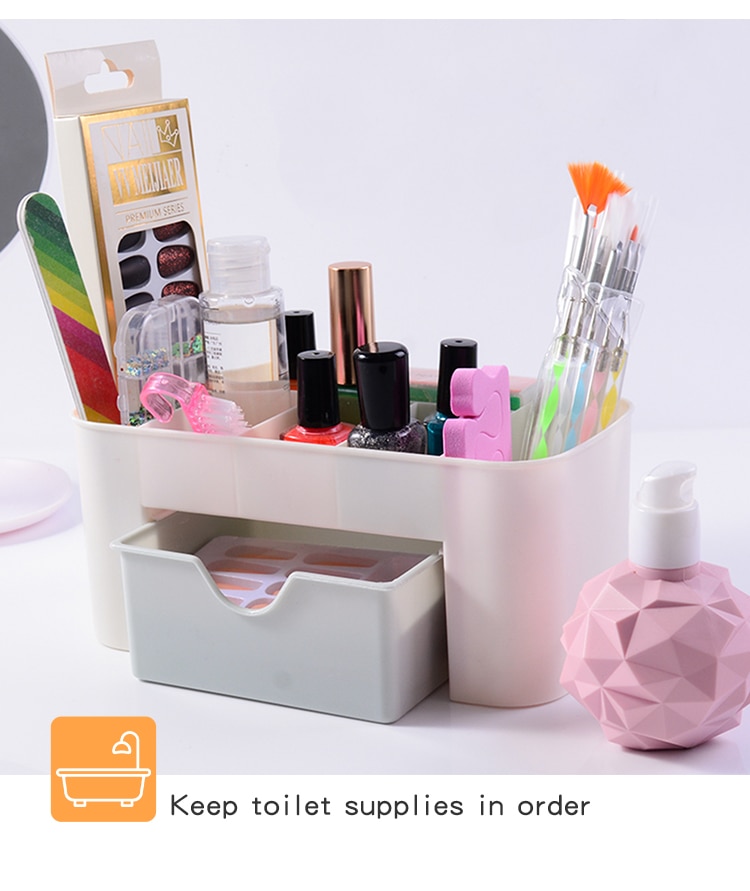 Drawer type makeup box in dormitory organize plastic shelving cosmetic skin care dresser desktop storage box