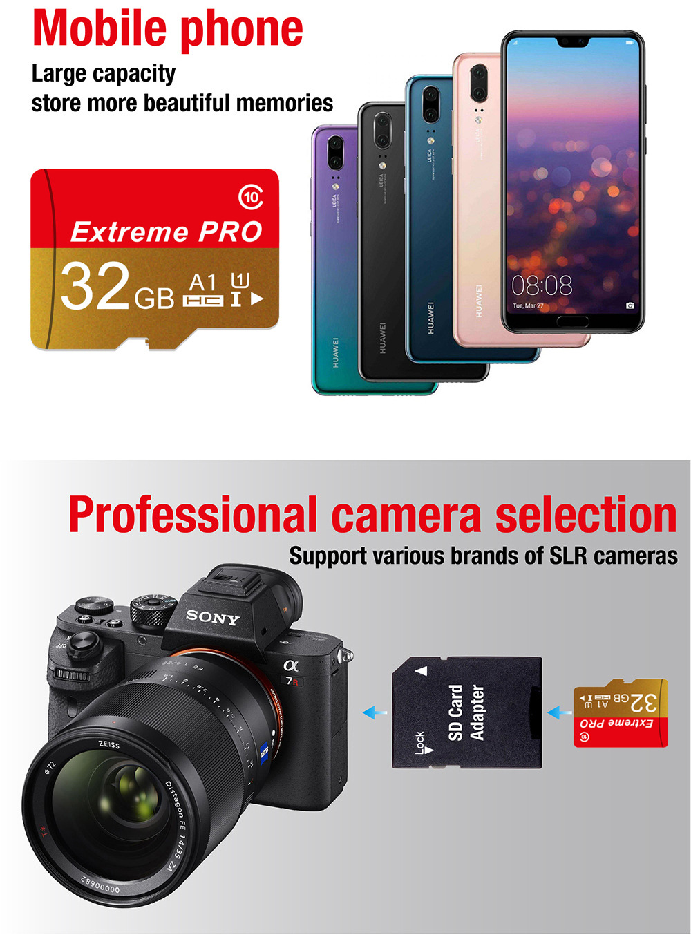 Micro-SD Card Mini SD Card Class10 Memory Card 32GB Extreme Pro Mobile Phone Memory Card