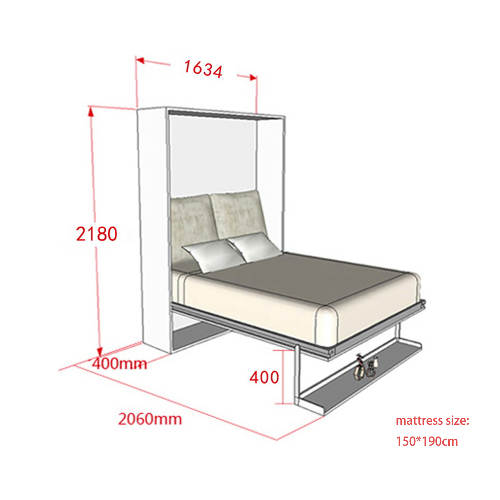 Linlamlim Electric Wall Bed Linen Fabric Sofa Foldable Bed Home Bedroom Furniture Queen Camas Rectangle Lit 2 Personnes+ Mattres