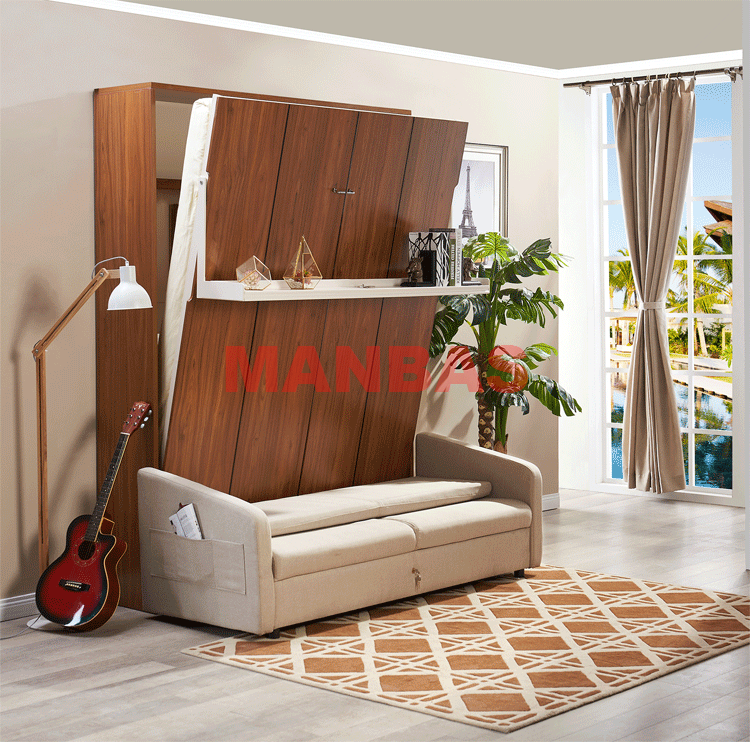 Linlamlim Electric Wall Bed Linen Fabric Sofa Foldable Bed Home Bedroom Furniture Queen Camas Rectangle Lit 2 Personnes+ Mattres