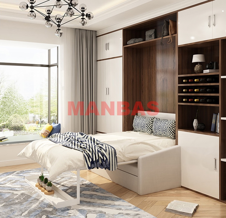 Linlamlim Electric Wall Bed Linen Fabric Sofa Foldable Bed Home Bedroom Furniture Queen Camas Rectangle Lit 2 Personnes+ Mattres