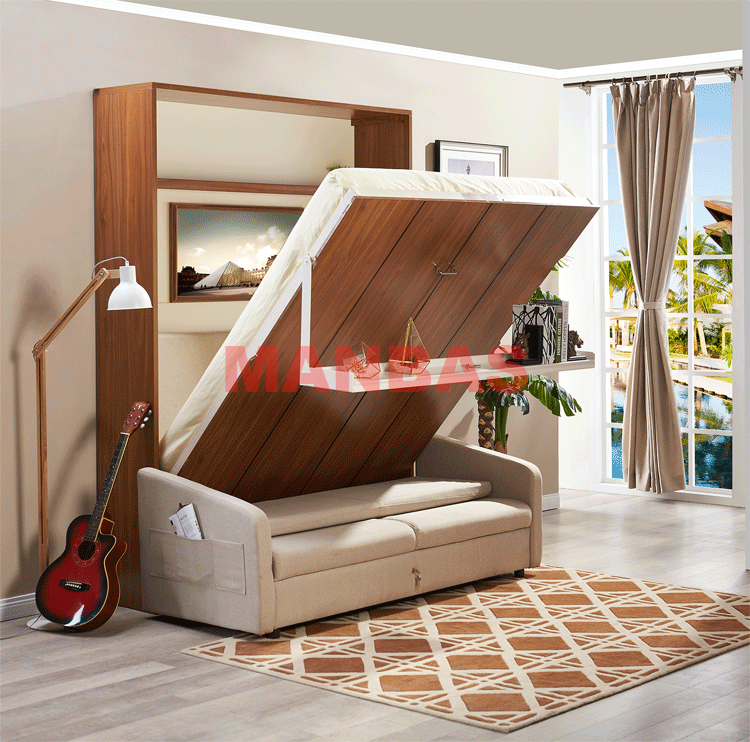 Linlamlim Electric Wall Bed Linen Fabric Sofa Foldable Bed Home Bedroom Furniture Queen Camas Rectangle Lit 2 Personnes+ Mattres