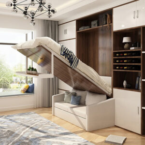 Linlamlim Electric Wall Bed Linen Fabric Sofa Foldable Bed Home Bedroom Furniture Queen Camas Rectangle Lit 2 Personnes+ Mattres