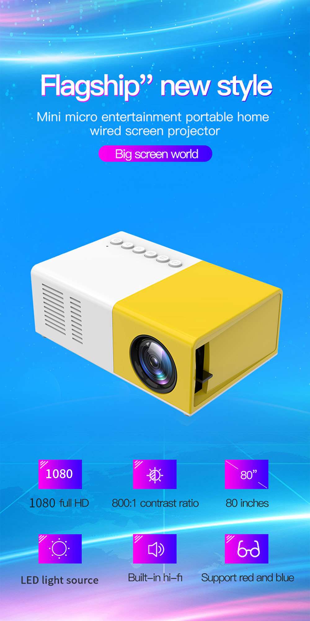 Mini Portable Audio Video Home Projector