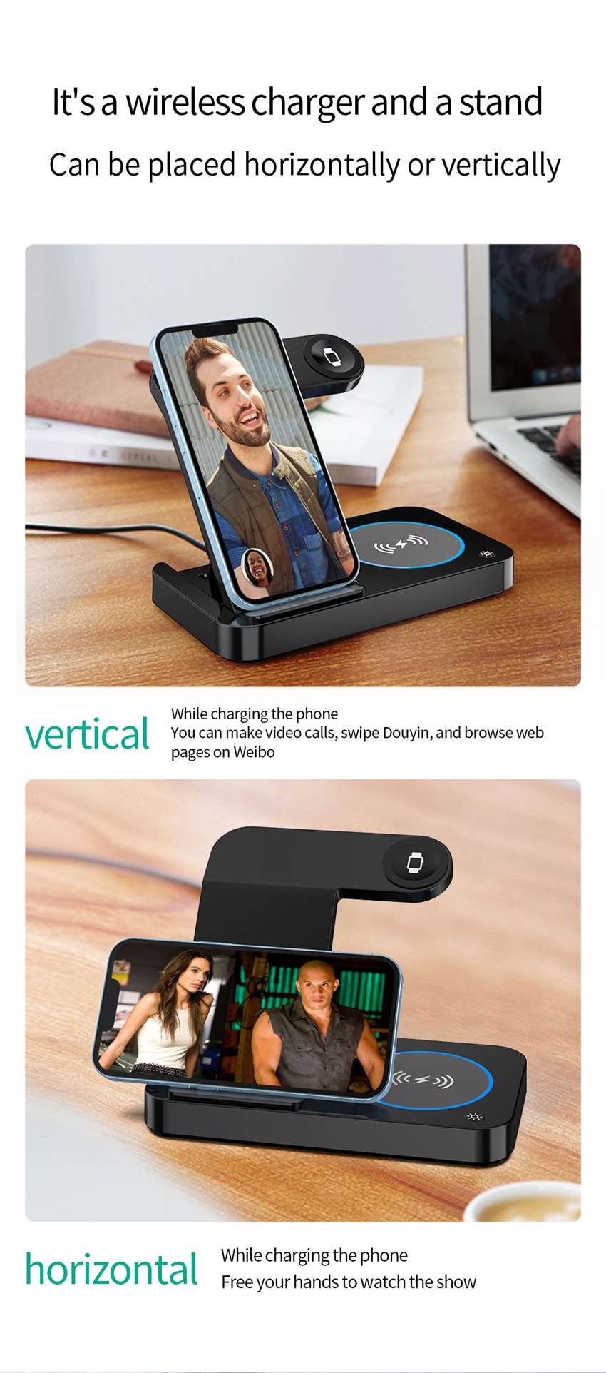 100W 4 in 1 Foldable Wireless Charging Station