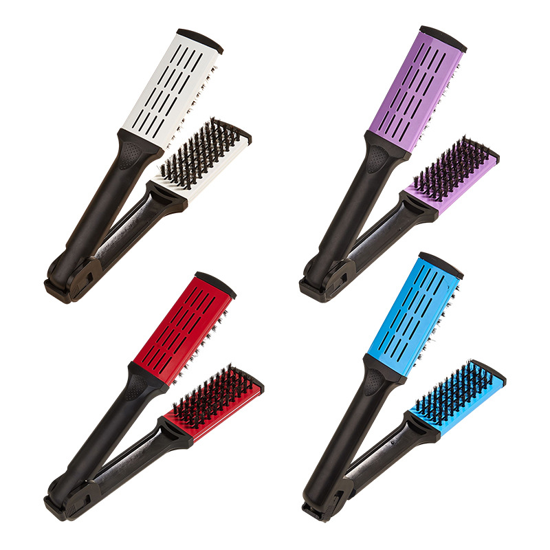 Hair Straightening Double Brushes V Shape Comb