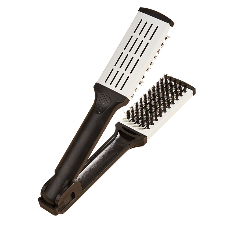 Hair Straightening Double Brushes V Shape Comb