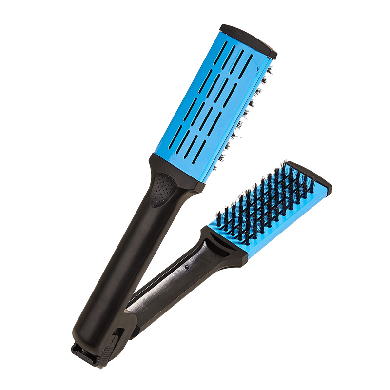 Hair Straightening Double Brushes V Shape Comb