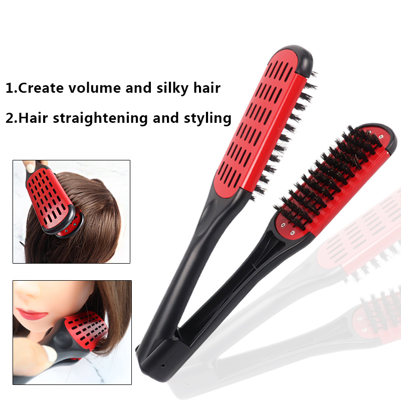 Hair Straightening Double Brushes V Shape Comb