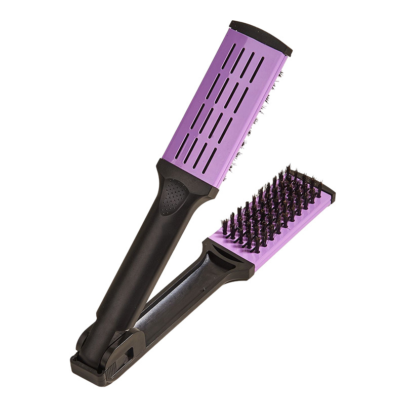 Hair Straightening Double Brushes V Shape Comb