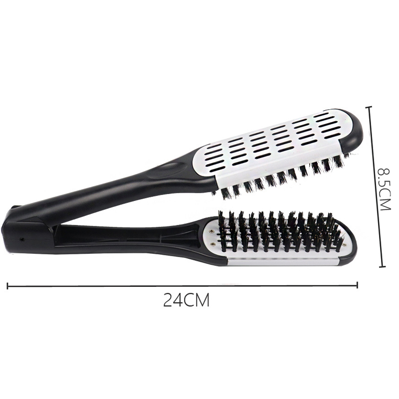 Hair Straightening Double Brushes V Shape Comb