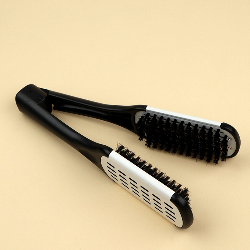 Hair Straightening Double Brushes V Shape Comb
