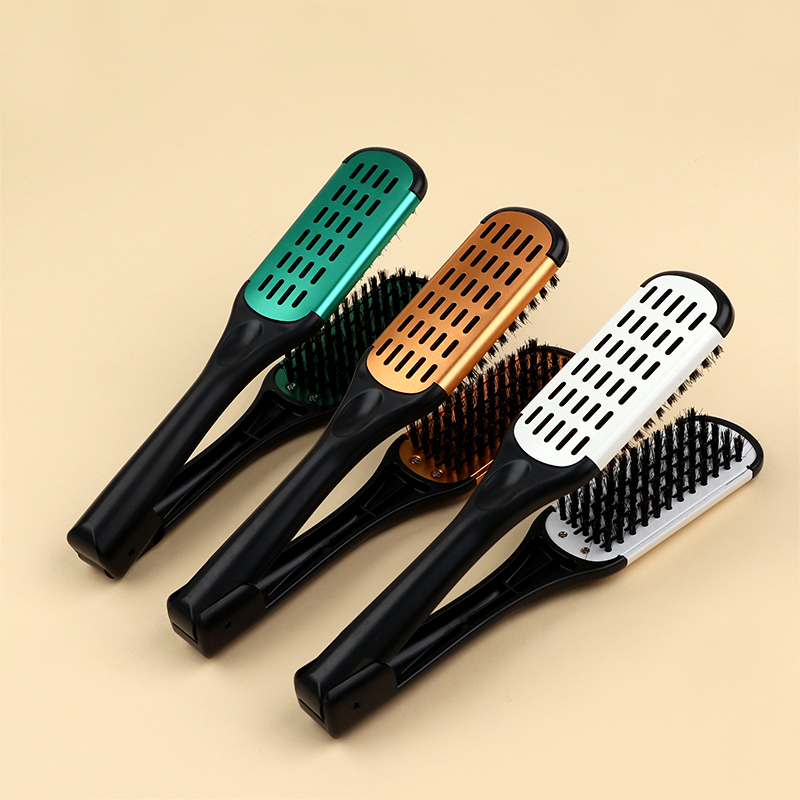 Hair Straightening Double Brushes V Shape Comb