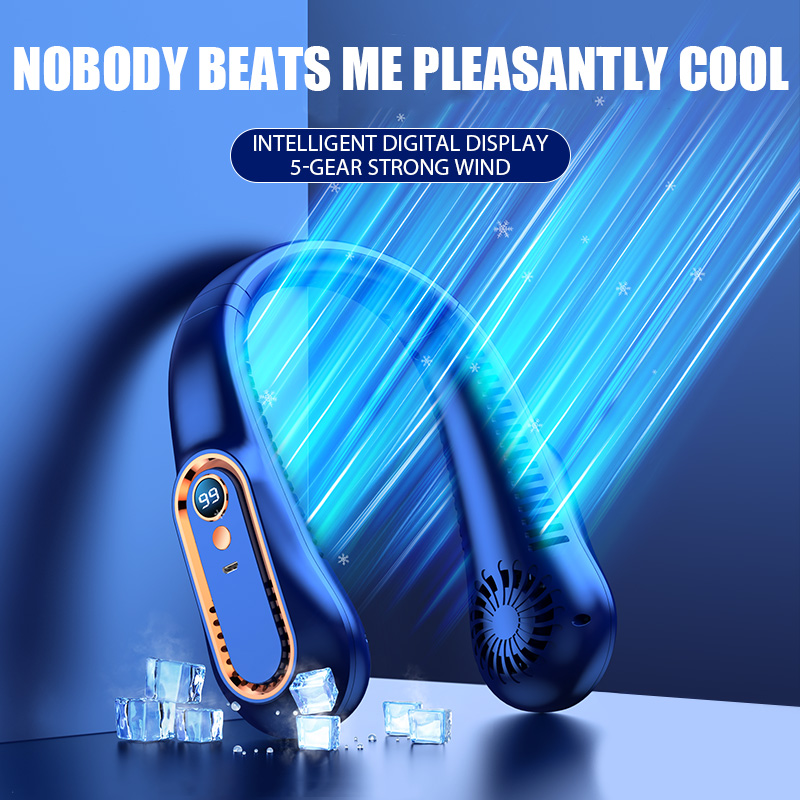 Hanging Neck Fan Digital Display Power Ventilador Bladeless Fan with Neckband Portable Mini Air Cooler USB Rechargeable Electric Fans