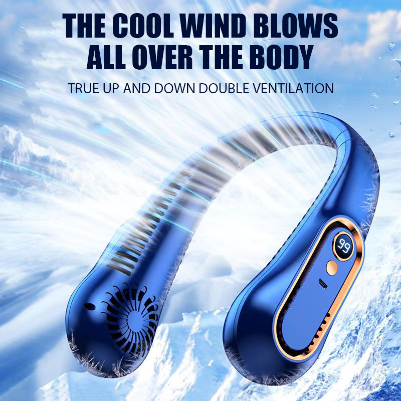 Hanging Neck Fan Digital Display Power Ventilador Bladeless Fan with Neckband Portable Mini Air Cooler USB Rechargeable Electric Fans