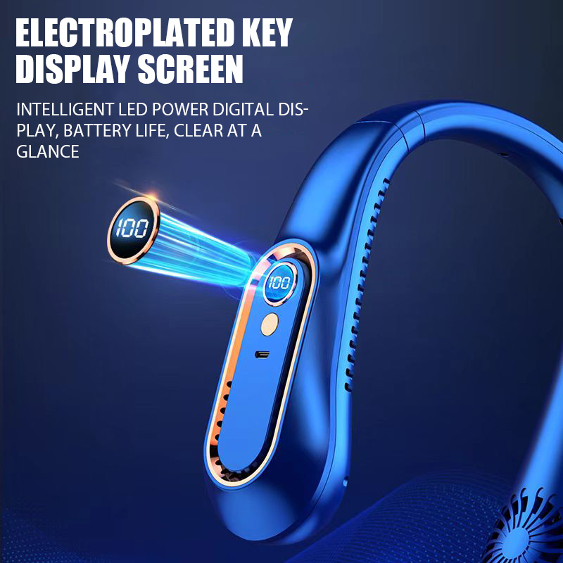 Hanging Neck Fan Digital Display Power Ventilador Bladeless Fan with Neckband Portable Mini Air Cooler USB Rechargeable Electric Fans