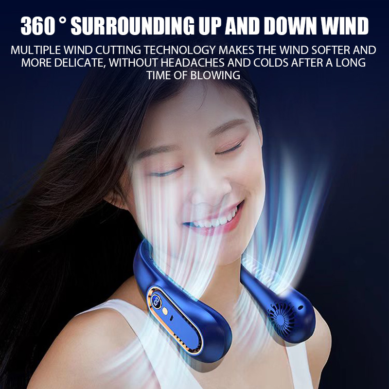 Hanging Neck Fan Digital Display Power Ventilador Bladeless Fan with Neckband Portable Mini Air Cooler USB Rechargeable Electric Fans