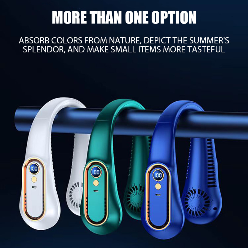 Hanging Neck Fan Digital Display Power Ventilador Bladeless Fan with Neckband Portable Mini Air Cooler USB Rechargeable Electric Fans