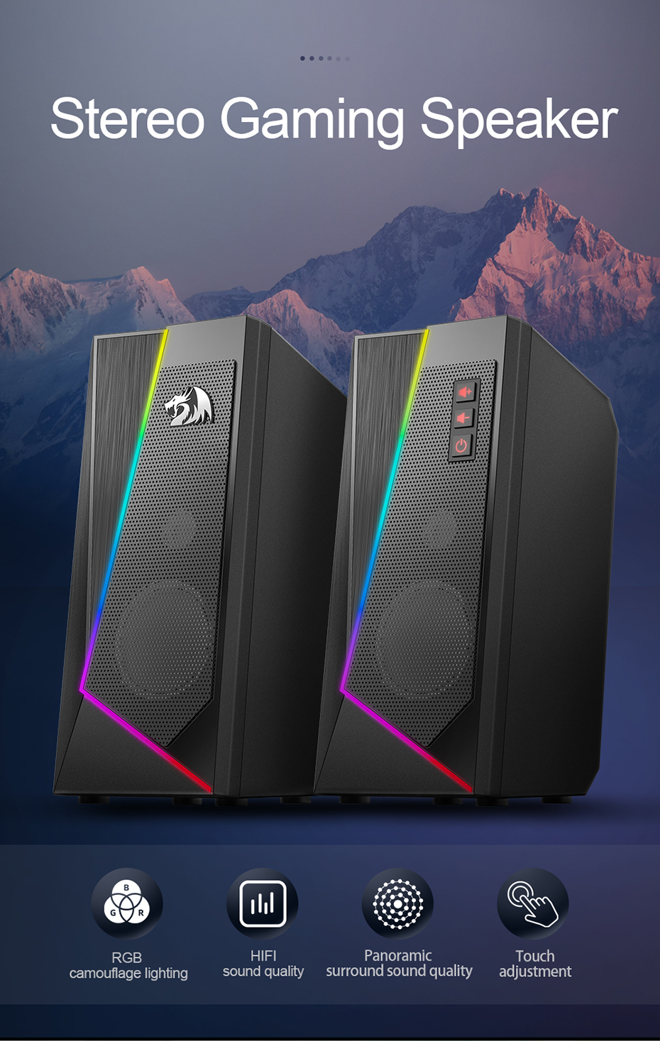Stereo surround music RGB speakers for computer