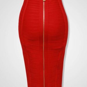 Sexy Solid Zipper Bandage Elastic Bodycon Summer Pencil Skirt