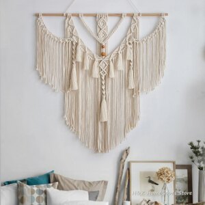 Hand Woven Nordic Style Wall Hanging Tapestry with Tassels