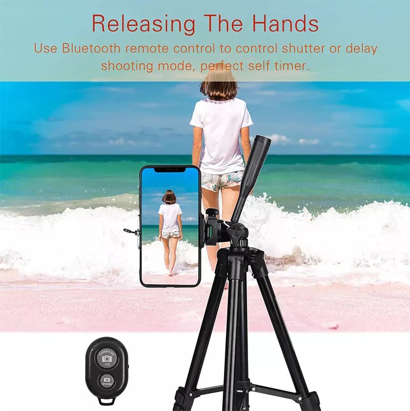 NA-3120 Phone Tripod Holder 40 Inch Universal Photography for Gopro iPhone Samsung Xiaomi Huawei Phone Aluminum Travel Tripod Par