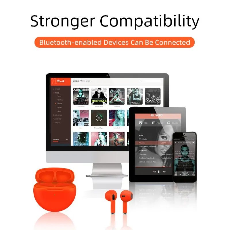 Original Pro 6 TWS Wireless Bluetooth Earphones Mini Fone Earphone Stereo Sport Headset for Xiaomi Android Earphones