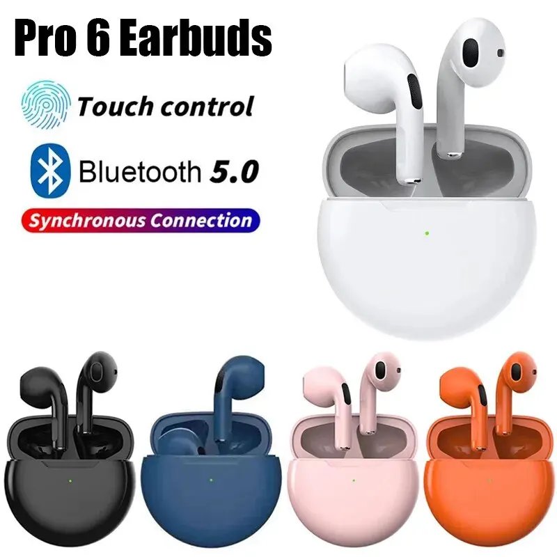 Original Pro 6 TWS Wireless Bluetooth Earphones Mini Fone Earphone Stereo Sport Headset for Xiaomi Android Earphones