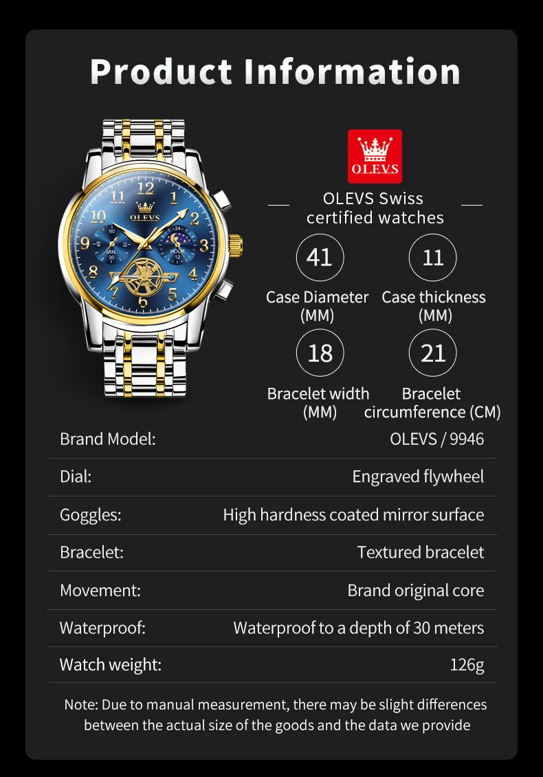 OLEVS 2903 Moon Phase Watch Men acciaio inossidabile Waterpoof luminoso Fashion Skeleton cronografo orologio da polso al quarzo per uomo nuovo