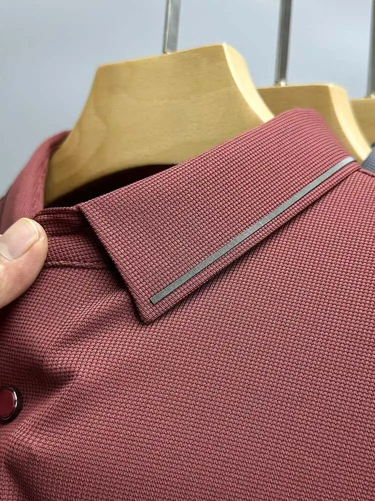 Luxury summer new ice silk polo traspirante da uomo manica corta high-end squisita lettera ricamo casual risvolto t-shirt