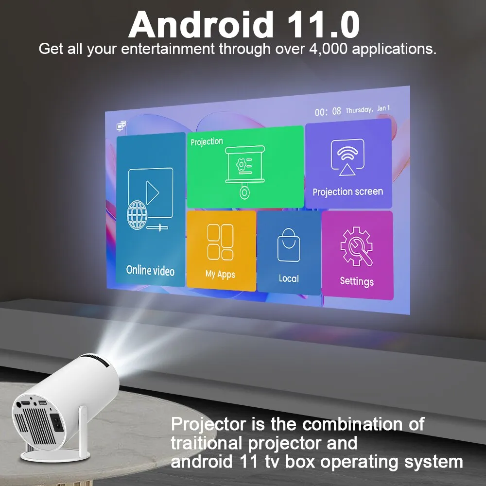 Proiettore Magcubic Hy300 4K Android 11 Dual Wifi6 200 ANSI Allwinner H713 BT5.0 1080P 1280*720P Home Cinema Outdoor Projetor Proiettore Magcubic Hy300 4K Android 11 Dual Wifi6 200 ANSI Allwinner H713 BT5.0 1080P 1280*720P Home Cinema Outdoor Projetor