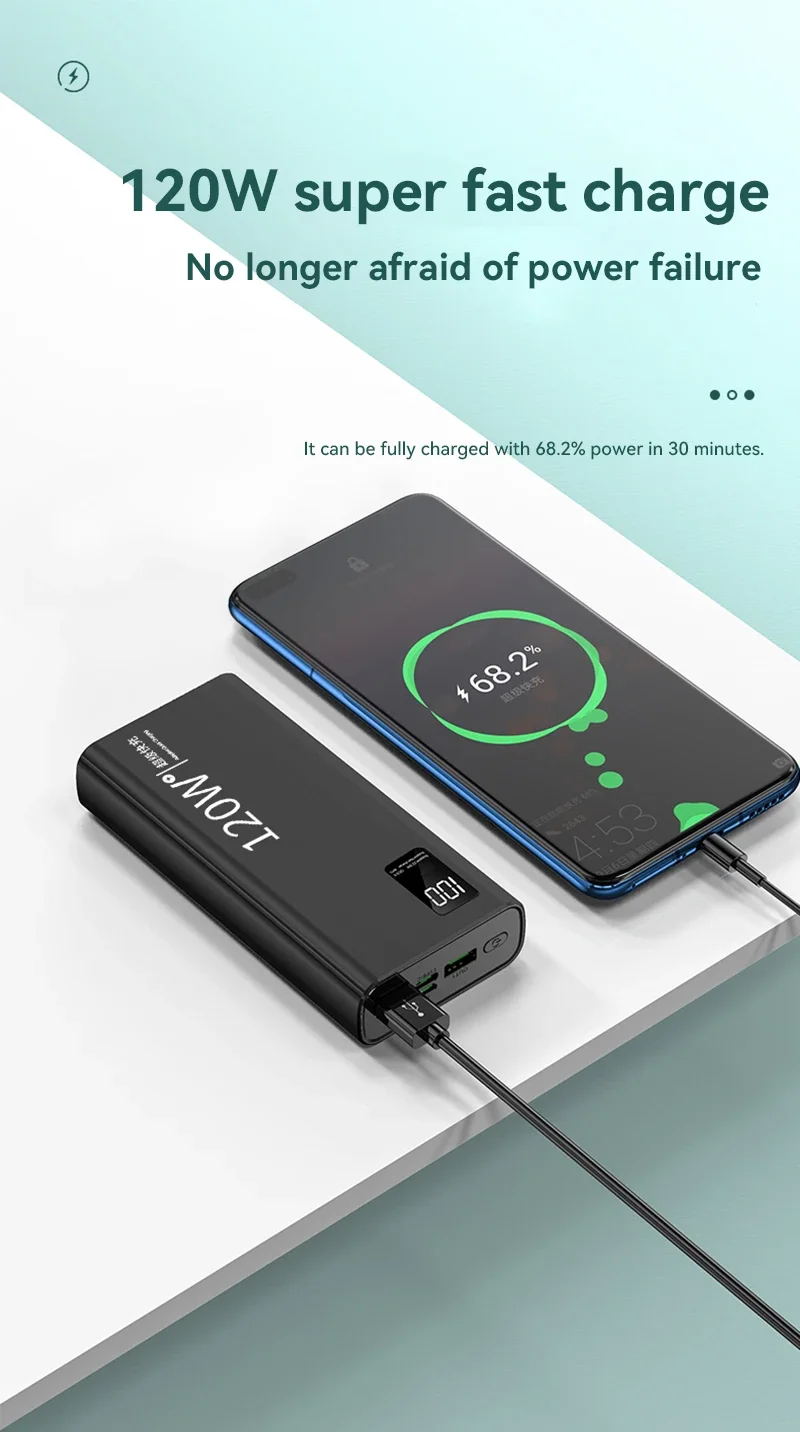 Xiaomi 120W Super Fast Charging Power Bank 30000mAh Power Bank compatto aggiornato Power Bank portatile per viaggi e campeggio