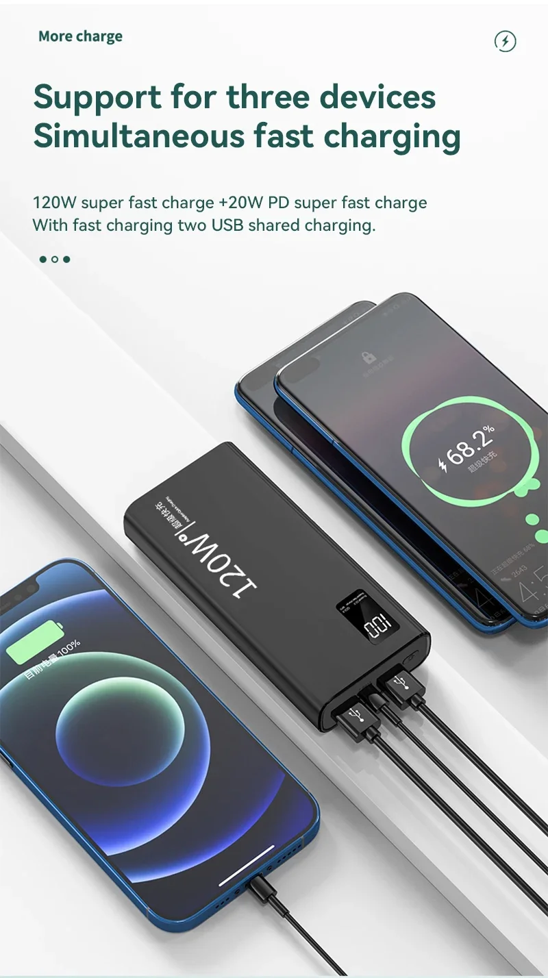 Xiaomi 120W Super Fast Charging Power Bank 30000mAh Power Bank compatto aggiornato Power Bank portatile per viaggi e campeggio